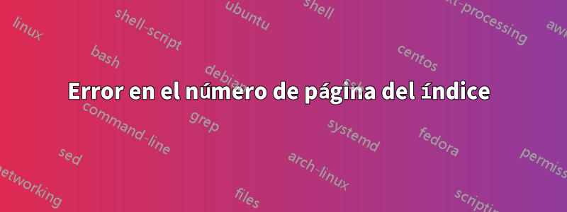 Error en el número de página del índice 
