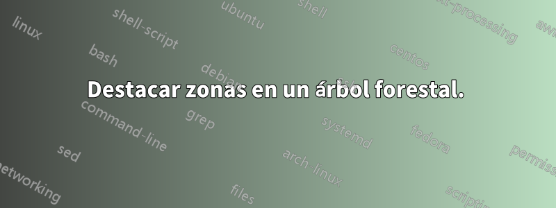 Destacar zonas en un árbol forestal.