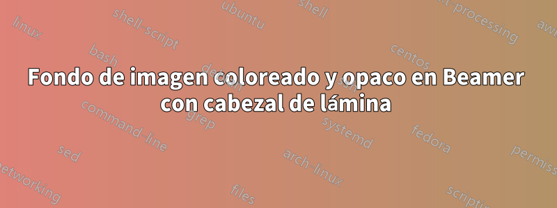 Fondo de imagen coloreado y opaco en Beamer con cabezal de lámina