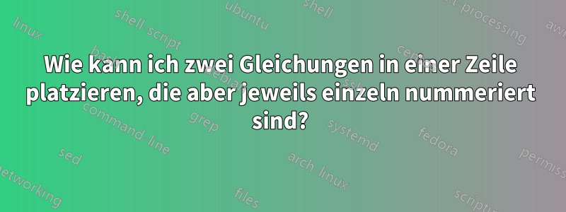 Wie kann ich zwei Gleichungen in einer Zeile platzieren, die aber jeweils einzeln nummeriert sind?