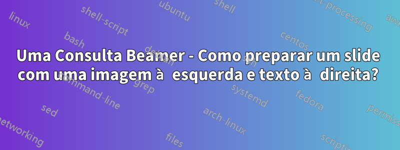 Uma Consulta Beamer - Como preparar um slide com uma imagem à esquerda e texto à direita?