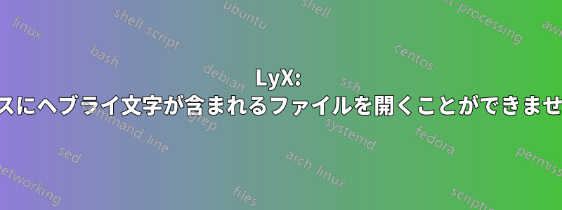 LyX: パスにヘブライ文字が含まれるファイルを開くことができません