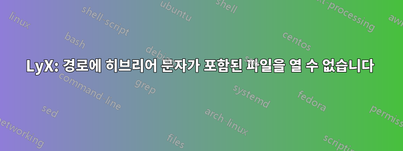 LyX: 경로에 히브리어 문자가 포함된 파일을 열 수 없습니다
