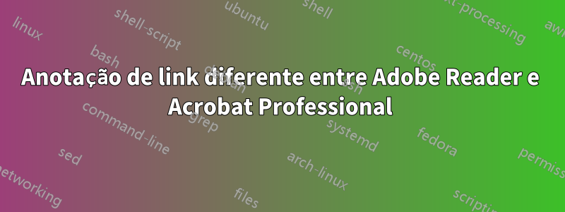 Anotação de link diferente entre Adobe Reader e Acrobat Professional