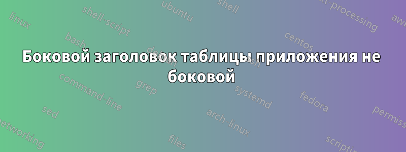 Боковой заголовок таблицы приложения не боковой