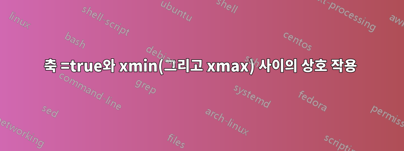 축 =true와 xmin(그리고 xmax) 사이의 상호 작용