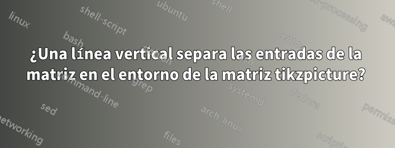 ¿Una línea vertical separa las entradas de la matriz en el entorno de la matriz tikzpicture?