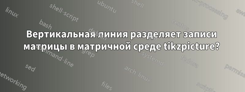 Вертикальная линия разделяет записи матрицы в матричной среде tikzpicture?