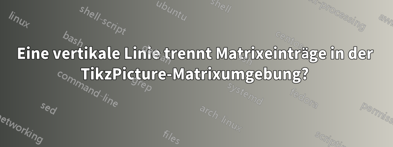 Eine vertikale Linie trennt Matrixeinträge in der TikzPicture-Matrixumgebung?