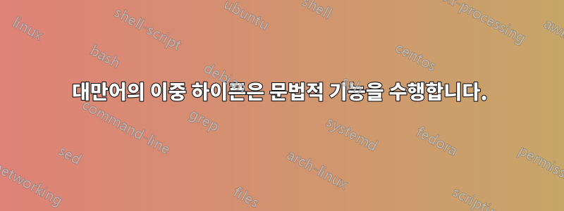 대만어의 이중 하이픈은 문법적 기능을 수행합니다.