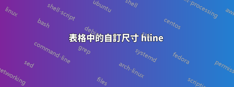 表格中的自訂尺寸 hline