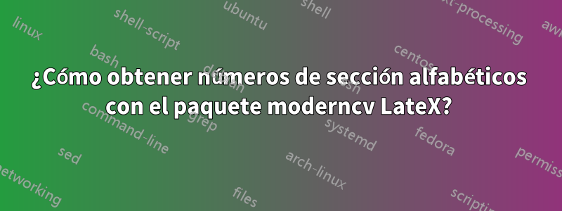 ¿Cómo obtener números de sección alfabéticos con el paquete moderncv LateX?