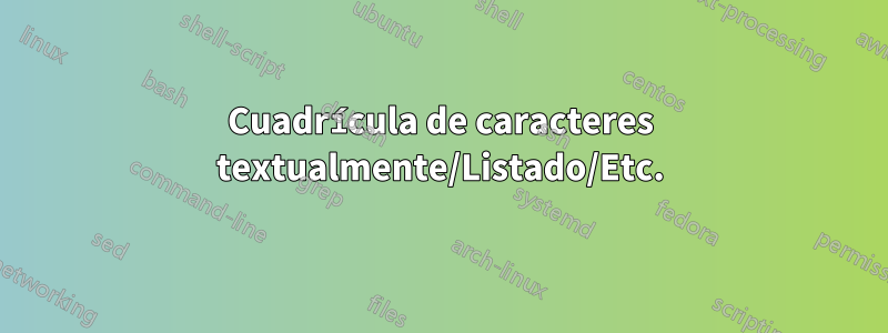 Cuadrícula de caracteres textualmente/Listado/Etc.