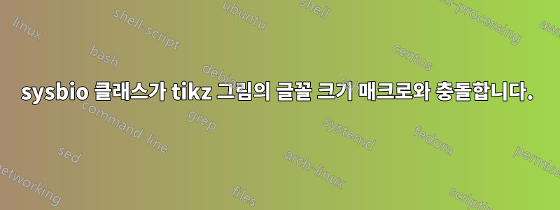 sysbio 클래스가 tikz 그림의 글꼴 크기 매크로와 충돌합니다.