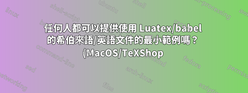 任何人都可以提供使用 Luatex/babel 的希伯來語/英語文件的最小範例嗎? (MacOS/TeXShop)