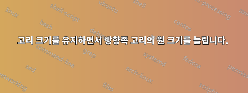 고리 크기를 유지하면서 방향족 고리의 원 크기를 늘립니다.