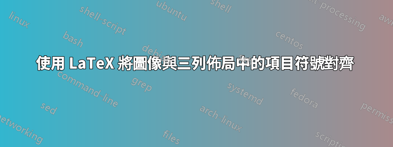 使用 LaTeX 將圖像與三列佈局中的項目符號對齊