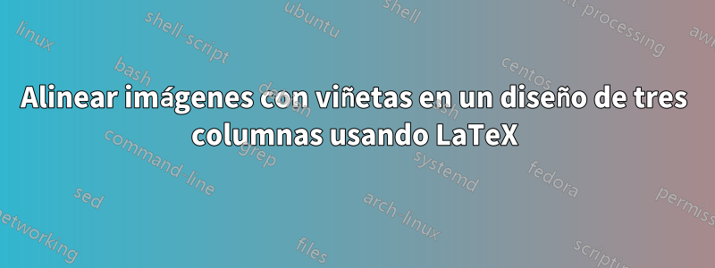 Alinear imágenes con viñetas en un diseño de tres columnas usando LaTeX