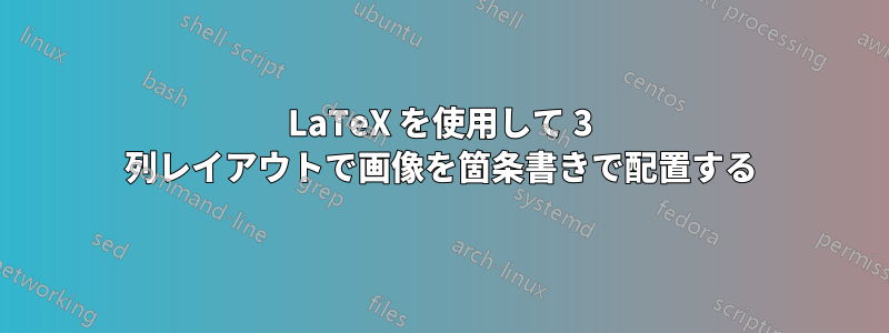 LaTeX を使用して 3 列レイアウトで画像を箇条書きで配置する