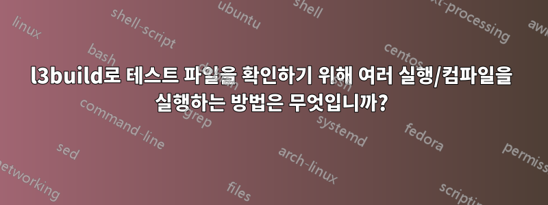 l3build로 테스트 파일을 확인하기 위해 여러 실행/컴파일을 실행하는 방법은 무엇입니까?