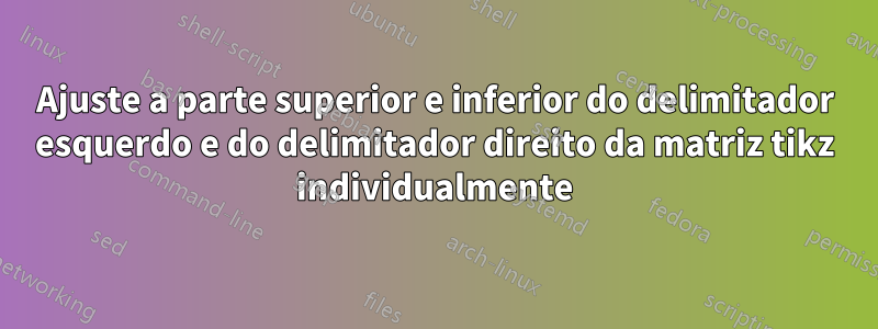 Ajuste a parte superior e inferior do delimitador esquerdo e do delimitador direito da matriz tikz individualmente