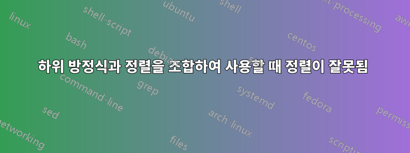 하위 방정식과 정렬을 조합하여 사용할 때 정렬이 잘못됨