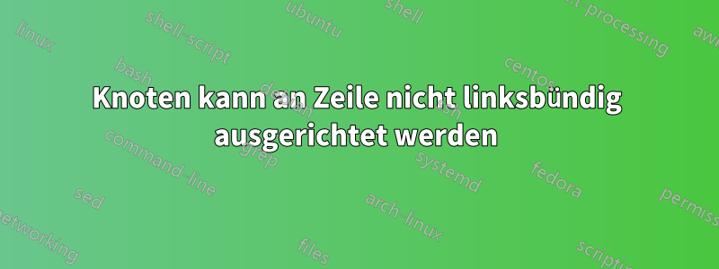 Knoten kann an Zeile nicht linksbündig ausgerichtet werden