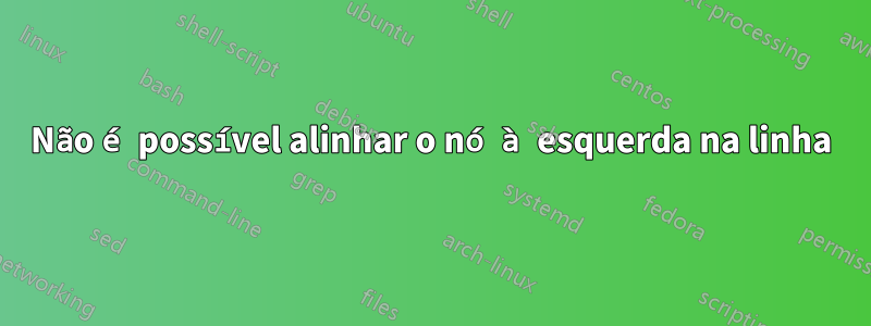 Não é possível alinhar o nó à esquerda na linha