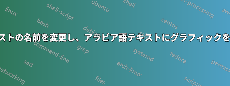 図表リストの名前を変更し、アラビア語テキストにグラフィックを含める