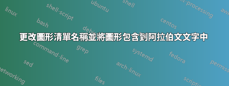 更改圖形清單名稱並將圖形包含到阿拉伯文文字中