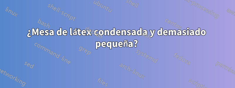 ¿Mesa de látex condensada y demasiado pequeña?