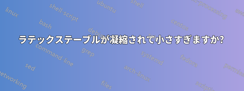 ラテックステーブルが凝縮されて小さすぎますか?