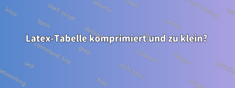 Latex-Tabelle komprimiert und zu klein?