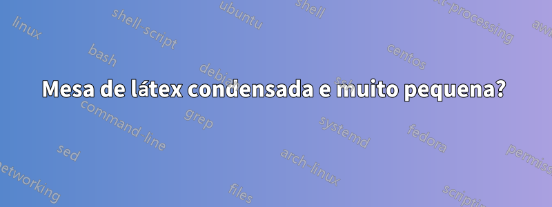 Mesa de látex condensada e muito pequena?