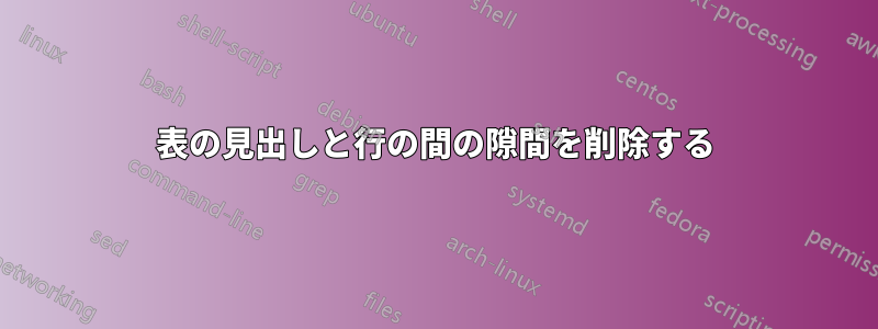 表の見出しと行の間の隙間を削除する