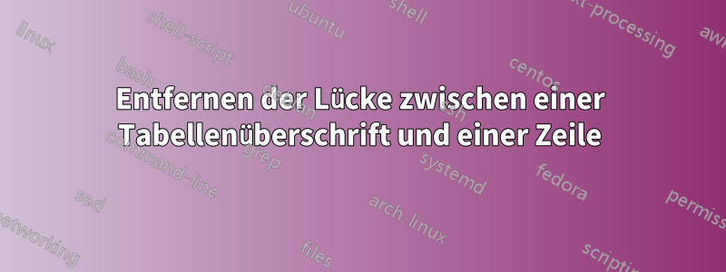 Entfernen der Lücke zwischen einer Tabellenüberschrift und einer Zeile