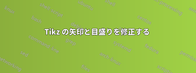 Tikz の矢印と目盛りを修正する