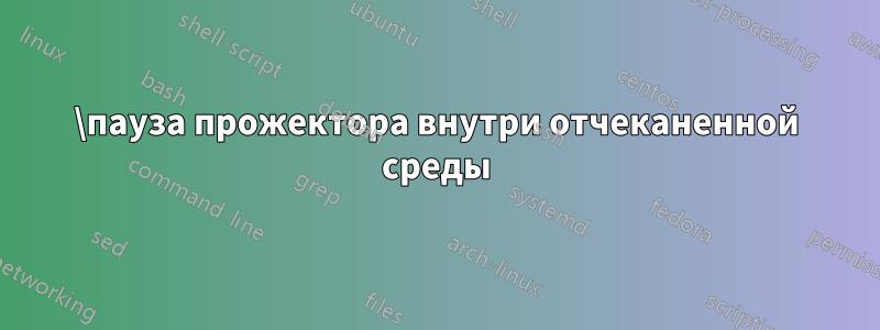 \пауза прожектора внутри отчеканенной среды