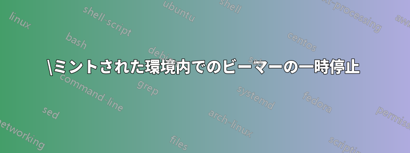 \ミントされた環境内でのビーマーの一時停止