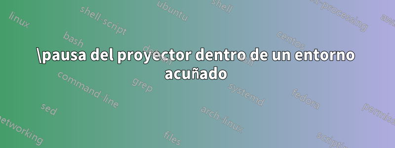 \pausa del proyector dentro de un entorno acuñado