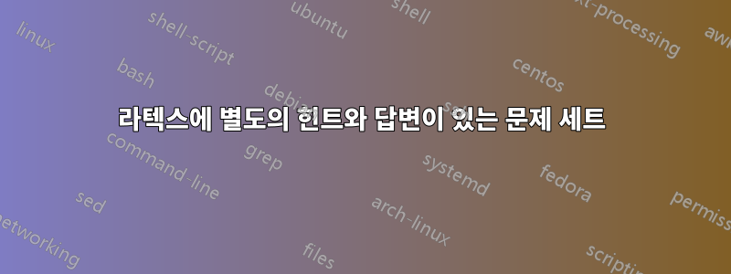 라텍스에 별도의 힌트와 답변이 있는 문제 세트