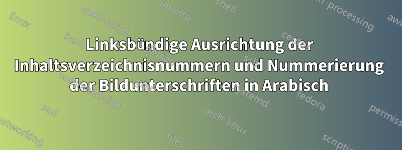 Linksbündige Ausrichtung der Inhaltsverzeichnisnummern und Nummerierung der Bildunterschriften in Arabisch