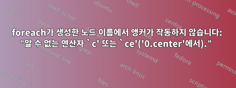 foreach가 생성한 노드 이름에서 앵커가 작동하지 않습니다: "알 수 없는 연산자 `c' 또는 `ce'('0.center'에서)."