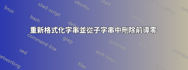 重新格式化字串並從子字串中刪除前導零