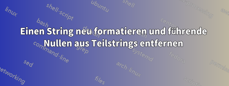 Einen String neu formatieren und führende Nullen aus Teilstrings entfernen