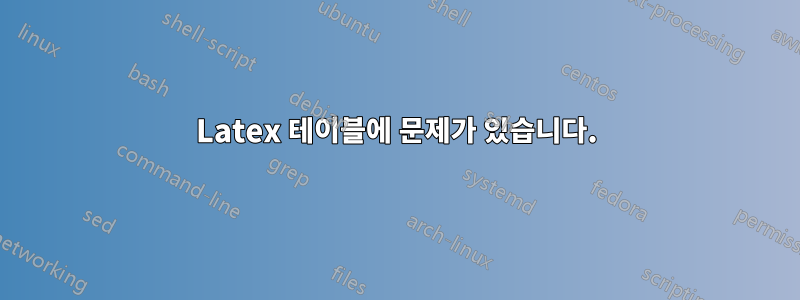 Latex 테이블에 문제가 있습니다.