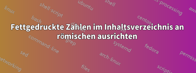 Fettgedruckte Zahlen im Inhaltsverzeichnis an römischen ausrichten