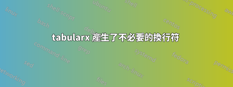 tabularx 產生了不必要的換行符