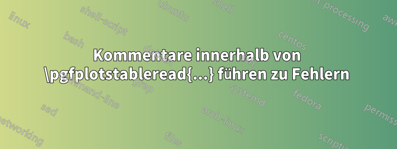 Kommentare innerhalb von \pgfplotstableread{...} führen zu Fehlern