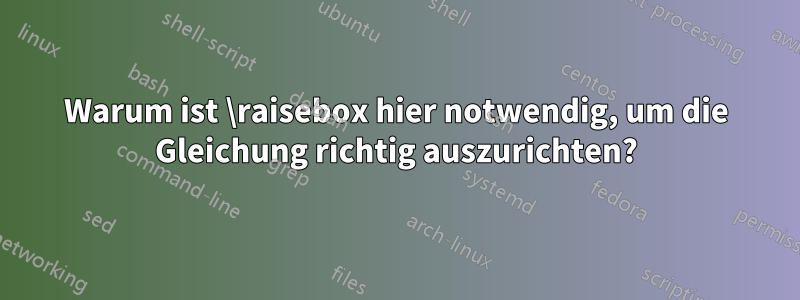 Warum ist \raisebox hier notwendig, um die Gleichung richtig auszurichten?